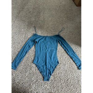 NWT $37 Aeropostle  Long Sleeve Basic Bodysuit in Peacock Blue Size XS